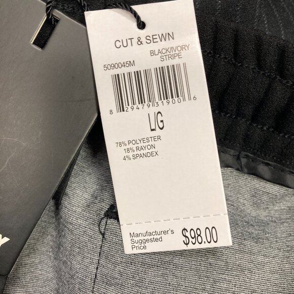 Industry Republic‎ Clothing Men's Sz Large Black Pinstripe Pants, Drawstring NEW - Picture 12 of 14